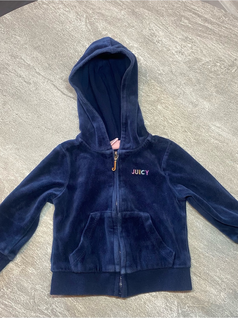 Juicy Couture Zip Hoodie Velour Blue Kids Girls Toddlers 12M Rhinestone Logo